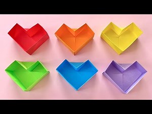 折り紙 1枚だけで作れる！ 簡単 可愛い ハート 箱 折り方 Origami Easy Cute Heart Box 小物入れ バレンタイン ホワイトデー Paper craft DIY Gift