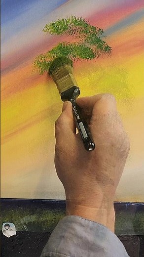 How to paint a Tree Bob Ross Oval Brush So Easy #bobross #shorts #howtopaint