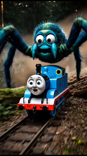 Thomas exe running away from the spider#shorts #train #trending #thomasandfriends #cartoon #funny