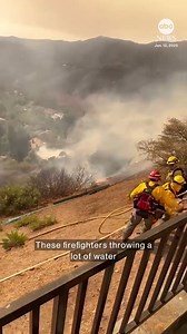 ABC News' Matt Rivers is in Los Angeles' Brentwood neighborhood as firefighters continue to battle the devastating Palisades Fire. Firefighters have been using water from swimming pools to help tackle the blaze. The Palisades Fire began in the Pacific Palisades area of the city on Jan. 7 and has scorched over 23,000 acres, destroyed thousands of structures and is 11% contained as of Sunday morning. Follow live updates: https://abcnews.visitlink.me/4hoQHd | ABC News