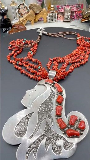 Native American signed beauty ! Sterling coral (pawn shop)