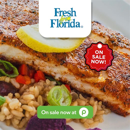 Dive in for the superior taste of seafood fresh from Florida. Locally sourced for unbeatable freshness. On sale now! #seafood4health, #fallinlovewithseafood, #loveseafood, #publix, #FreshFromFlorida | Seafood Nutrition Partnership