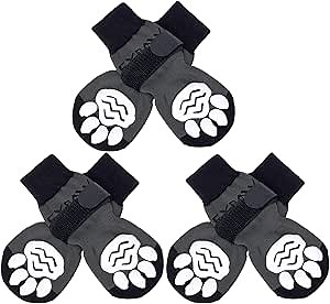 EXPAWLORER Anti-Slip Dog Socks-Double Sides Grips Traction Control on Hardwood Floor,Dog Shoes for Hot/Cold Pavement,Best Paw Protector,Prevents Licking,for Puppy Small Medium Large Senior Dogs