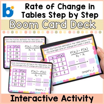 Rate of Change from Tables Boom Cards™ | Step-by-Step Guided Practice