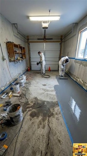 Most Satisfying Apoxy Flooring of A Garage 😍 #apoxyflooring #transformation #restoration