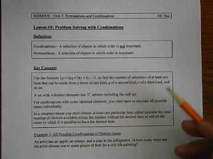 MDM4U - Problem Solving with Combinations