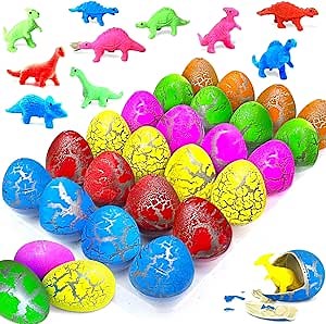 24 Pcs Large Hatching Dinosaur Eggs Birthday Party Favors, Valentines Day Gifts for Kids Toddlers Grow in Water Dinos Egg Science Kits, Goodie Bag Stuffers, Classroom Prizes, Easter Basket Stuffers
