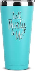 Talk Thirty To Me - 30th Birthday Gifts for Her - 30 oz Mint Insulated Stainless Steel Tumbler w/Lid - Dirty 30 Birthday Decorations Presents - Cups Mugs Funny Unique Fabulous Personalized Present