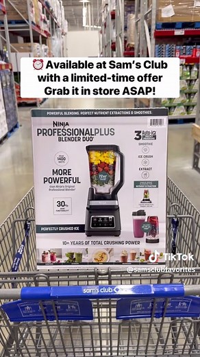 🥤 @Ninja Kitchen Ninja Professional Plus Blender DUO with Auto-iQ is at Sam’s Club, and it’s such a game-changer for quick smoothies, frozen drinks, and meal prep at home! The 1400 peak-watt motor paired with Ninja Total Crushing Blades and the Pro Extractor Blades Assembly seriously powers through ice and frozen fruit so you get that smooth, creamy texture without the struggle. 🧊 The 72-oz Total Crushing Pitcher is perfect for big batches like family smoothies, weekend margaritas, or a protei