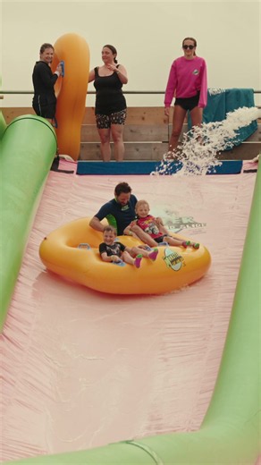 Ready to take on 360ft of summer fun? 💦 @monsterslipandslide returns this July with giant slides, huge splashes and the ultimate day out with friends and family ☀️🌊 📍Barnstaple, EX313QF #monsterslipandslide #lovedevon #visitdevon #attractionsindevon #northdevon #barnstaple