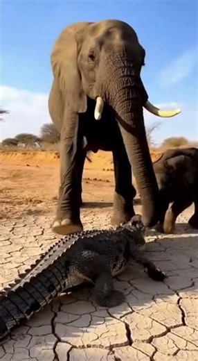 Mom Saves Baby Elephant From Crocodile! 🐘🐊 #Shorts