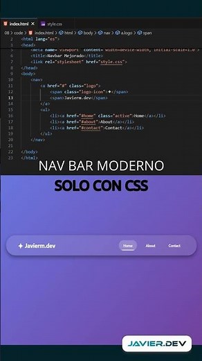 Navbar Moderno SOLO con HTML y CSS — Elegante, Responsivo y Fácil de Hacer #coding #desarrolloweb