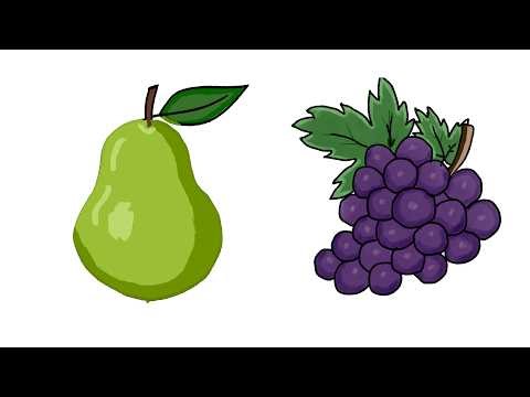 How to Draw Fruits Step by Step 🍐🍇 | Easy Pear & Grapes Drawing for Beginners