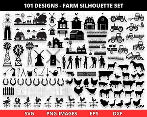 Farm Svg, Farm Clipart, Farm Silhouette, Farm Life Svg, Farm Truck Svg, Farm Animals Svg, Barn Svg, Tractor Svg, Chicken Svg, Country Svg - Etsy