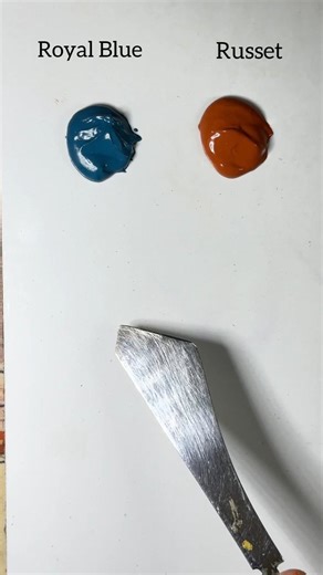 What Color does Royal Blue + Russet #satisfying #colormixing