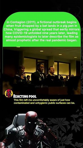 In Contagion (2011), a fictional outbreak begins when fruit dropped by a bat lands in a pig pen