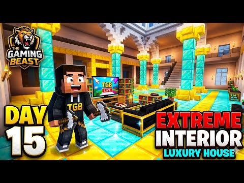 Minecraft Day 15: Diamond House Mein Furniture Lag Diya! 🔥