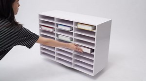 Classroom Paper Storage Organizer File Sorter Mail Center Magazine Holder for Classroom, Office, School (White, 27 Slots)