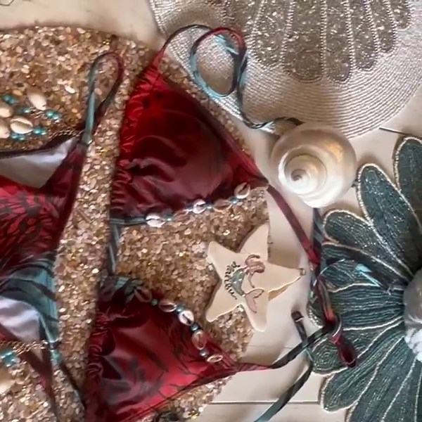 Tiger shell bikini 🐚🧜‍♀️ Tiger print bikini with... | Depop