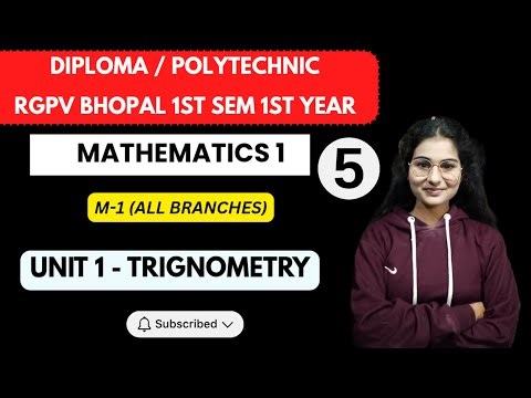 Lec 5 | Trignometry | Mathematics 1 (M1) RGPV Diploma / Polytechnic 1st Sem 1st Year for All Branch