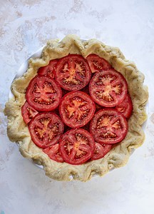 Life-Changing Summer Tomato Pie with Cheddar Herb Crust.