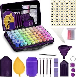 DIY Diamond Painting Storage Containers with 60 Slots Diamond Painting Accessories | 122 Pcs Diamond Art Accessories and Tools with Shock Proof Jars for Jewelry Storage
