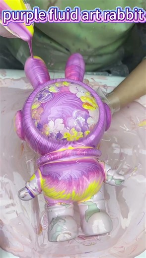 Flower pattern, purple fluid art rabbit coloring｜92 #fluid #fluidart #cute #diy #stressrelief #toys