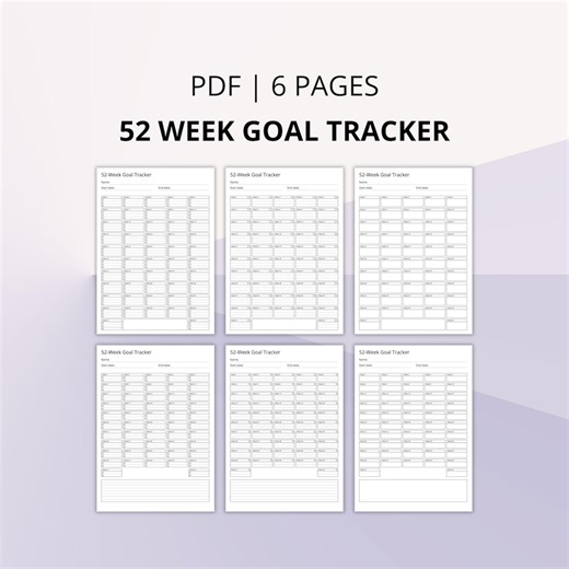 52 Week Goal Tracker Printable | 2026 Simple Weekly Planner - Etsy