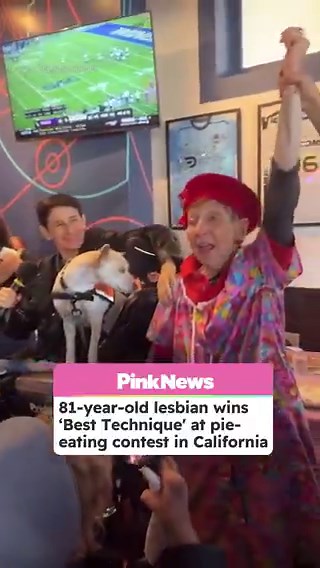 In honour of Pi Day, here's a reminder that an 81-year-old lesbian went viral after she won the ‘Best Technique’ award at a lesbian pie-eating contest in San Francisco.Babs Daitch wowed an enthusiastic crowd with her impressive pie-eating skills on 23 November. Videos posted to her Instagram account show her very spectacularly devouring a cream-covered pie using only her face. The contest was part of a fundraiser for The Curve Foundation’s Lesbian Visibility Week.“I took my time savoring every m