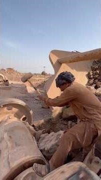 Massive Rock Stuck 😱 Man Breaks It by Hand & Hammer | Satisfying Crushing