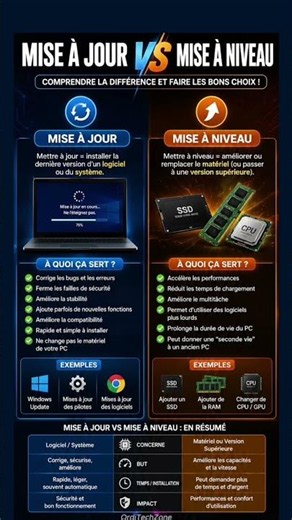 Mise à jour vs mise à niveau : comprendre la différence en une minute.