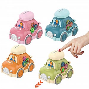 [Hot Item] 12PCS/Box Baby Cute Cartoon Mini Inertia Car Push and Go Vehicle Play Set Small Plastic Removable Storage Taxi Toys for Kids