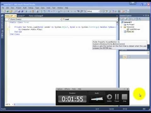 How to add background music in visual basic