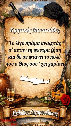 Το λίγο πράμα αναζητάς - Μεθόδιος Ζαχαριουδάκης - Μαντινάδες #μαντιναδεσ #μαντινάδεσ #μαντινάδα