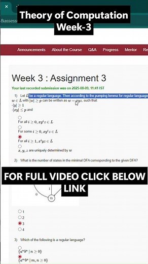 NPTEL Theory of Computation Week 3 Assignment Answers | Prof. Raghunath Tewari | IIT Kanpur