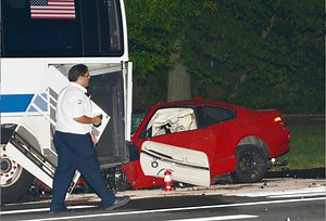 Driver, 21, critical after fiery crash with MTA bus; 6 others injured