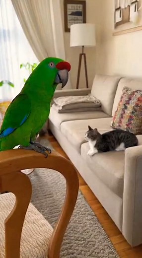 279K views · 6.6K reactions | Watch as this clever parrot learns to bark like a dog, leaving a cat in shock! You won't believe the cat's reaction when its fur stands on end! | Crazy Birds Daily | Facebook