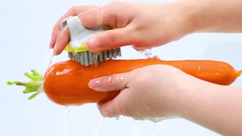 Aodaer 4 Pieces Vegetable Brush Potato Scrubber Brush Silicone Hard and Soft Side Fruit Cleaning Tools for Delicate or Tough-Skinned Vegetables