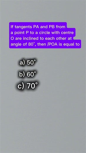 Class 10 Maths 🔥 Circle MCQ | Tangents Angle Trick 😱 80° Question in 30 Sec |