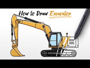 How to Draw Excavator Construction Truck easy Step By Step