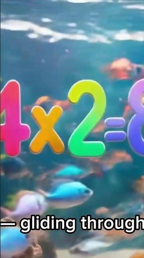 Learn the 4 times table with swimming fish! Easy, fun & calming math song for kids! #MathSong