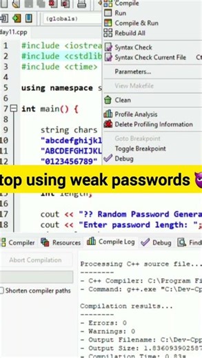 Generate 🔥UNHACKABLE Passwords with C++ 🔐 | #coding #shorts #viral #trending #trendingshorts