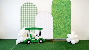 Moukeren 3 Pcs Golf Arch Backdrop Cover Golf Party Decorations Sports Theme Birthday Arch Cover 4ft, 5ft, 6ft Spandex Fitted Photo Props Backdrop for Birthday Party Decoration