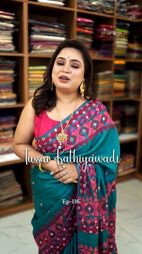 87K views · 1.1K reactions | Tussar Kathiyawadi Sarees ♥️ Booking: 9831521259/7044808019 #sharanayasaree #TussarSaree #viralvideoシ #highlightseveryone #puresaree #purelove #SharePost #followersreelsfypシ゚viralシfypシ゚viralシalシ #kathiawadi #design #exclusive #newarrivals | Sharanaya Boutique | Facebook