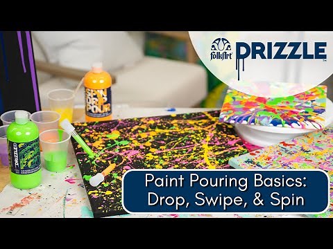 FolkArt Drizzle Paint Pouring Basics How To: Drop, Swipe, and Spin Tutorial