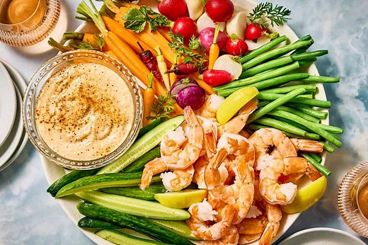 Old Bay Rémoulade with Crudités and Shrimp