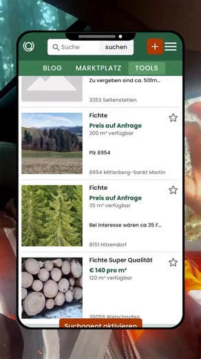holzquelle.com on Instagram: "Neu auf holzquelle ⭐ Einmal auf das Sternchen klicken und interessante Inserate sind gespeichert und jederzeit wieder auffindbar 📌🌲 Die Merkliste ist aktuell noch im Test und nicht bei allen freigeschalten. Schau gern nach, ob du sie schon nutzen kannst, probier sie aus und sag uns ehrlich, was wir noch verbessern sollen 🤝 Wie immer kostenlos 🙂 #holzquelle #rundholz #holzmarkt #forstwirtschaft #holzverkauf"