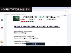 BIO191 GENERAL PRACTICAL BIOLOGY SUMMARY, EXAM, TMA, AND GENERAL STUDY.