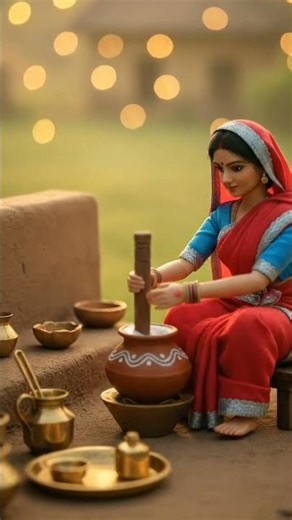 Village Cooking Channel | Making Fresh Butter from Curd in Miniature Village Kitchen (ASMR) #shorts