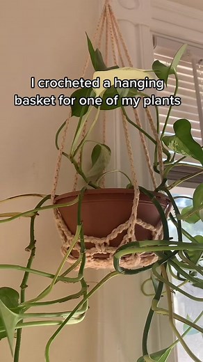 Crochet Hanging Plant Basket Tutorial